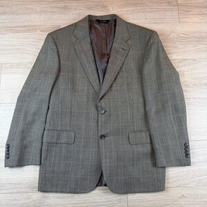 Jos.‎ A. Bank Gray Silk Wool Blend Glen Plaid Checkered Sportscoat Blazer 42S